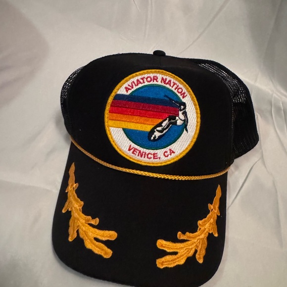 Aviator Nation Black trucker hat with Gold Accents - Picture 1 of 3